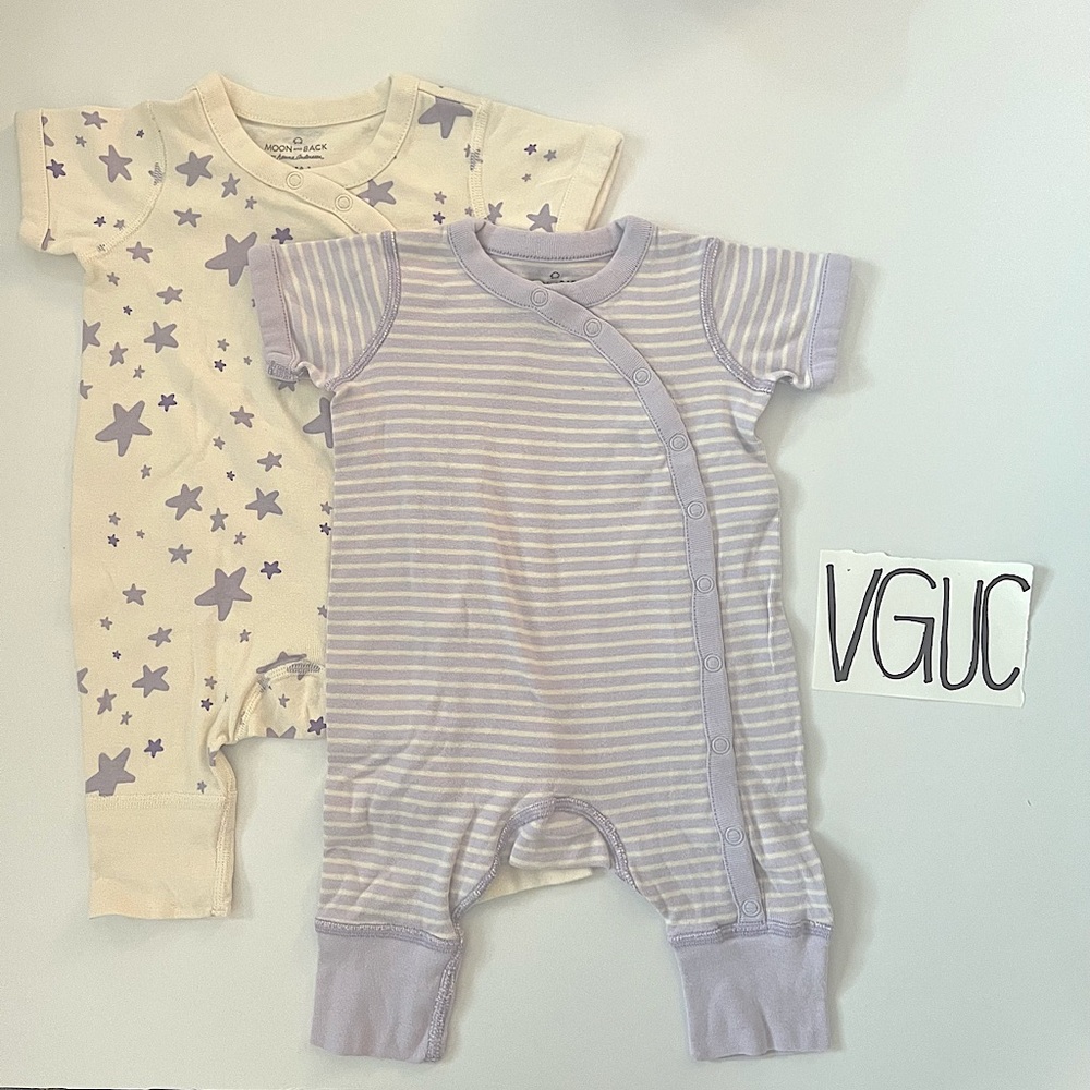 Hanna Andersson Moon and Back Short Sleeve Rompers (Set of 2)